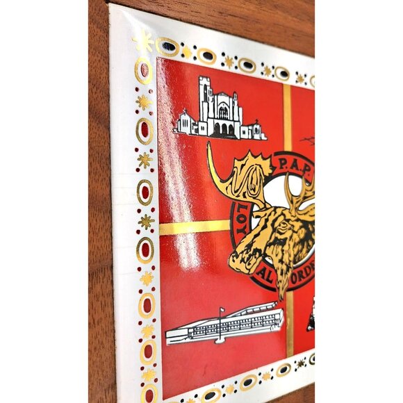 Vintage 1950s Loyal Order of the Moose LOOM Wooden Wall Plaque Ceramic Inlay MCM - Picture 7 of 8